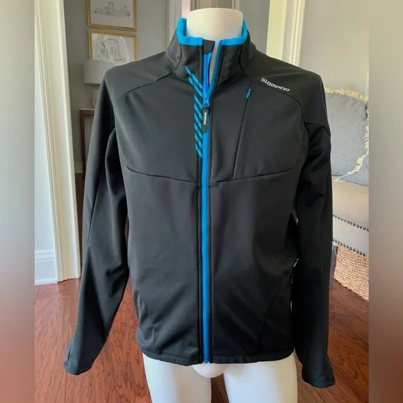 Shimano Cycling Jacket Black and Blue Fall Wunter Biking Warm Men's - Picture 1 of 5